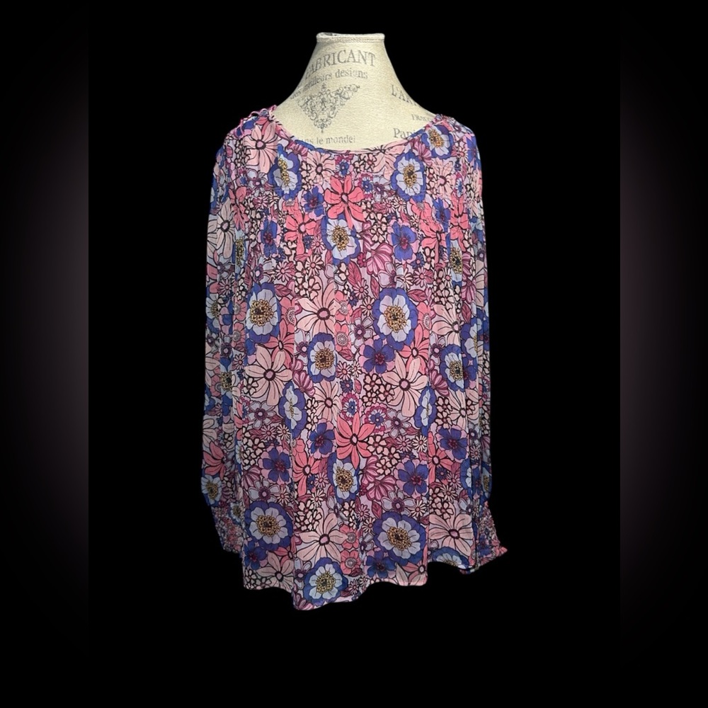 Floral Pink and Purple Women's Top